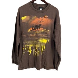Vintage …Lost Surf Graphic Long Sleeve Shirt Brown Flame Print XL Y2K USA